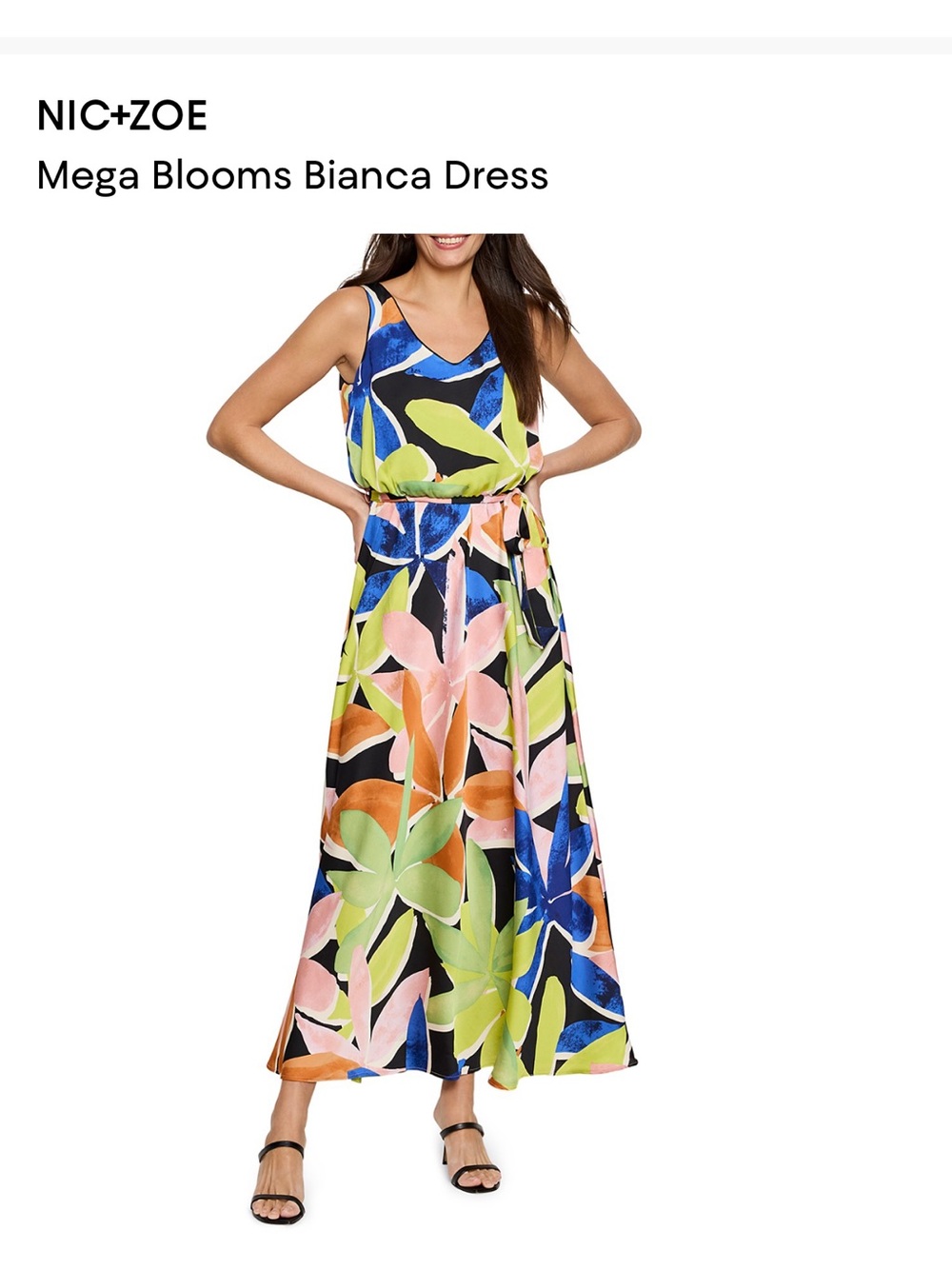 NIC+ZOE Mega Blooms Bianca Dress — Black, Blue, Green, Pink, Orange
